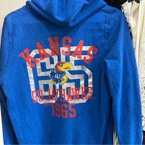 PINK Victoria's Secret Bright Blue Sweatshirt Kansas Jayhawks KU new L